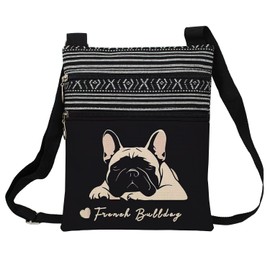 LiuenMgg Love French Bulldog Messenger Bag - Small Ethnic Pattern Printed Adjustable Strap Crossbody Zipper Phone Bag Wallet Cute Shoulder Handbag for Women
