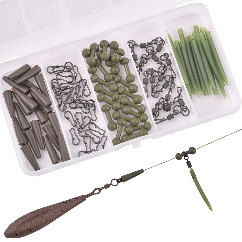 105pcs Carp Fishing Accessories Kit Helicopter Rigs Tackle with Anti-Tangle