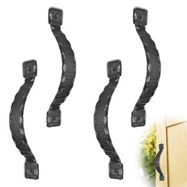 4 Pack 7.5" Black Door Handle - Heavy Duty Decorative Iron Handles - Handmade Rustic Metal Door Handle for Sliding Doors, Barn Doors, Gate Pulls, Sliding Barn Doors & Door Pulls - The Farmhouse Series