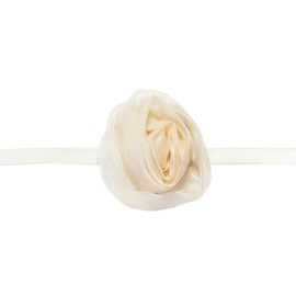 BYETOCE White Rose Choker French Elegant Wrap Necklace Glitter Ribbon Lace-Up Design Necklace Adjustable Fairy Floral Charm Choker Jewelry for Women Bridal Wedding Collarbone Decoration