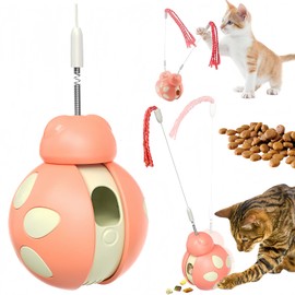 DabbOo Pink Cat Tumbler Toy Lnteractive Treat Toy Cat Intelligence Toy Cat Toy Feather Rod Slow Feeding Training Cat Lovers