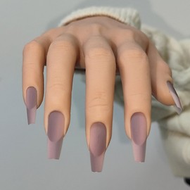 ChicPalette Press On Nails - Long French Press On Fake Acrylic Strong Reusable Nails with Nail Glue Frosted Seal Layer and Designs Charms Long Lasting (40 Pack)