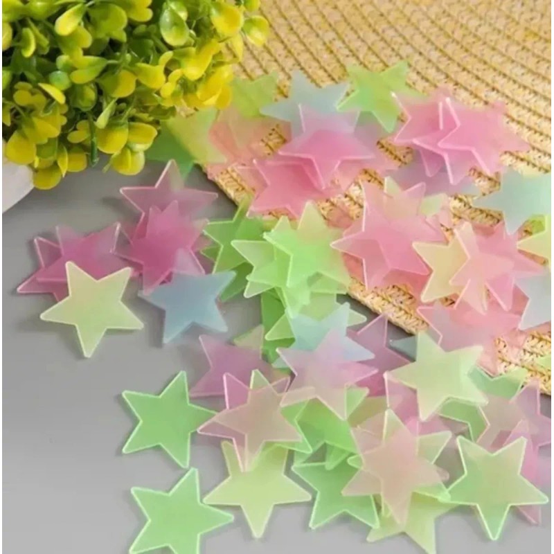 ML Paquete 100 Estrellas Fluorescentes Fosforescente Adorno
