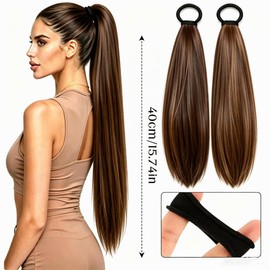 Pack of 2 Hair Pieces Braid in Light Brown, Brown Ponytaill Exteansion, NlsqEU Ponytail Hairpiece, Hair Extension Braid, Ideal for Daily Use and Special Occasions