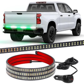 XRIDONSEN 48 inch Tailgate Green White Emergency Lights Strip Rear Window Lights 288 LED Tail Strobe Lights Firefighter Lights Flashing Warning Hazard Safety Lights for Vehicles Fire Trucks Pickup POV