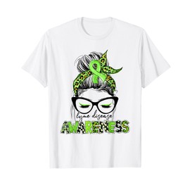 Womens Classy Leopard Pattern Lyme Disease Awareness T-Shirt