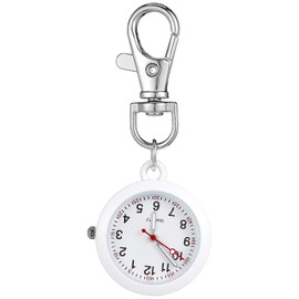 LAoabyoe Clip On Nurse Watch with Second Hand, Glow in The Dark Analog Fob Pocket Watch, Lapel Badge Keychain for Women Doctors Nursing Students