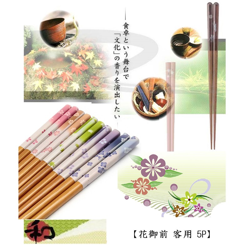 Ishida Hanagozen Chopsticks Set of 5 Pairs for Guest, Brown