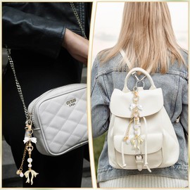 Tyqour Bow Keychain Purse Charms for Handbags Gold Cute Aesthetic Bag Charms