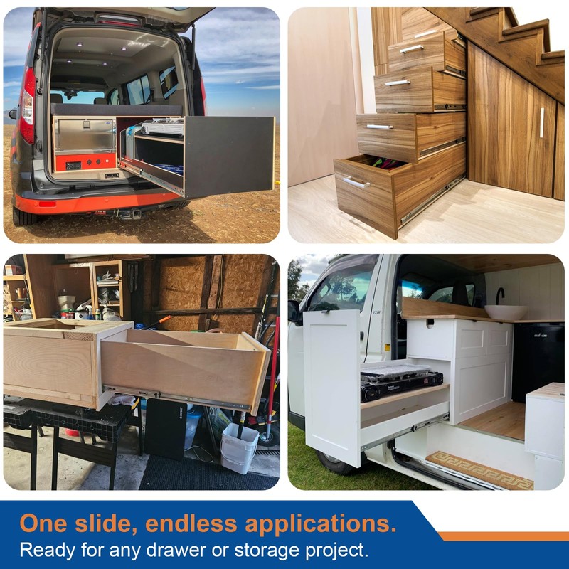 VADANIA 44" Heavy Duty Drawer Slide Without Lock, #A76, 2"
