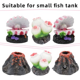 WishLotus Mini Volcano Aquarium Bubbler Decorations, Resin Fish Tank Decorations with Bubble Stone