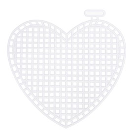 MECCANIXITY 4Pcs Plastic Mesh Canvas Sheet 7 Count 7.4cm/ 3 inch White Heart Blank Canvas for Embroidery Needlepoint, Knit Crochet Mesh