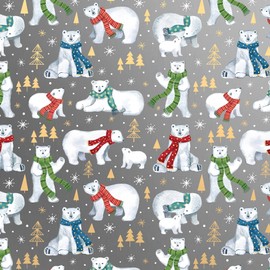 Jillson Roberts Christmas Bulk Gift Wrap, Winter Bear, Quarter Ream 208 feet x 24 inches