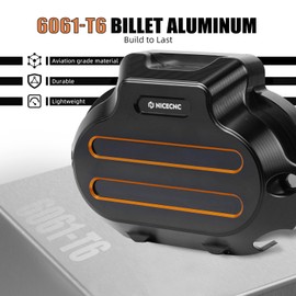 NICECNC Orange Transmission Side Cover Aluminum Compatible with Harley Electra Glide Standard FLHT 2017-2020, CVO Road Glide FLTRXSE 2017-2020, Replacement for 25800057, See Fitments