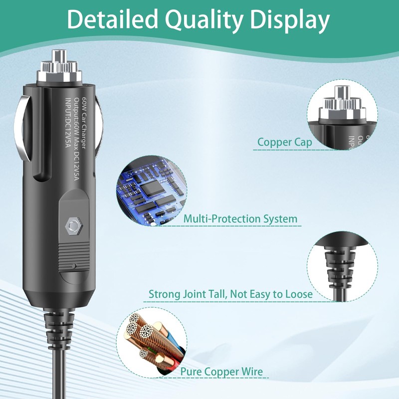 Replacement for Shark FlexBreeze Fan On-The-go 12V Car Charger Compatible