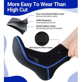 Summshall Neoprene Socks, 3mm Wetsuit Socks Thermal Swimming Socks for Men Women Anti-slip Warmth Fin Socks for Diving Snorkeling Cold Water Swim Sea Sailing Kayaking