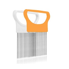 Tomato Onion-Holder Vegetables Slicer-Cutting-Aid Holder Guide Slicing Cutter Safe Fork (white+yellow 2Pcs)