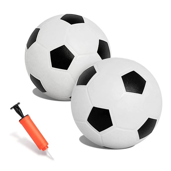 2PCS Mini 16cm Kids Rubber Footballs, Soft Soccer Sports Ball Outdoor Activity Game, Toddlers Soft Soccer with Air Pump Small Soccer Ball for Outdoor Indoor Playground Garden Beach (Black&White)