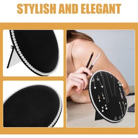 Mobestech Soporte Organizador de Pendientes Ovalado Negro Material de Esponja y Tablero de Alta Densidad para Exhibición Elegante y Ahorro de Espacio en Escritorio