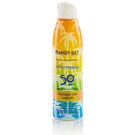 Mango Bay Sunscreen Spray SPF 50 Sport | Vegan, Broad Spectrum UVA/UVB - Octinoxate & Oxybenzone Free, Water Resistant, Reef Friendly, Paraben/Paba-free 6fl Oz - 170g, 682863719185