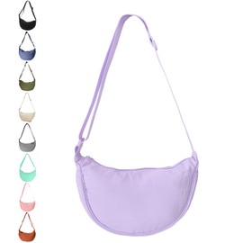JENCVNL Nylon Crescent Bag for Women, Dumpling Bag Hobos Crossbody Bag Dumpling Crossbody Bag with Adjustable Shoulder Strap Chest Bag Shoulder Bag for Daily Use (Purple)