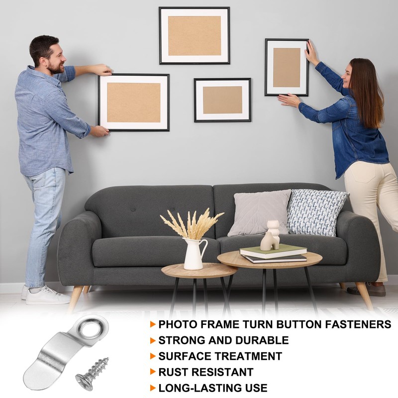 HARFINGTON 100Pcs Picture Frame Backing Hardware Clips with 100Pcs Screws