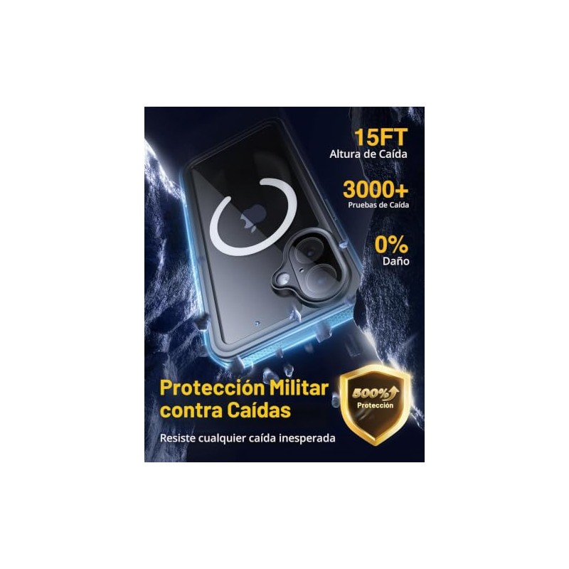 Lanhiem Funda Magnética Iphone Impermeable Protector Pantalla Integrado Protección Cámara