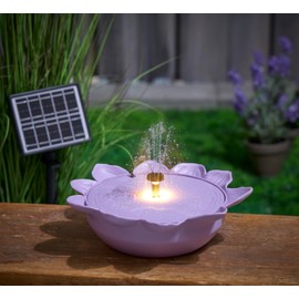 Northpoint Solar Springbrunnen Gartenbrunnen Wasserfontäne mit LED Beleuchtung Wasserspiel für Außenbereich Energieeffizient Umweltfreundlich Dekoration (Flieder)