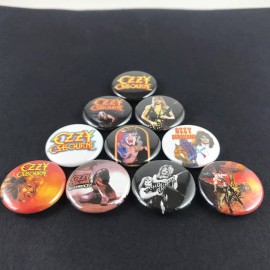Ozzy Osbourne 1" Button Pin Set Heavy Metal Rock Black Sabbath Randy Rhoads