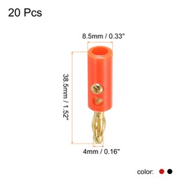PATIKIL 20 Pack Banana Plugs Connector Screw Type Speaker Banana Plugs 4mm Gold-Plated Alloy Red Black for Speaker Wires, Sound Systems, Video Receivers, Home Theater