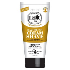 Magic Razorless Cream Shave, Bald Head Smooth Head Maintenance, Light Fresh Scent 6 oz