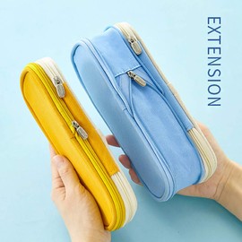 Oyachic Big Capacity Pencil Case Telescopic Pencil Pouch Zipper Pen Bag Canvas Markers Cases Makeup Bag Stationery Box Pencil Holder Office School Supplies