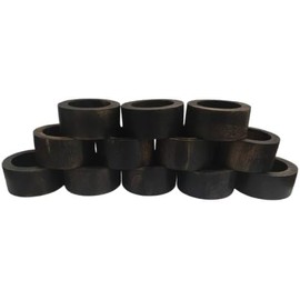 Bambookaari Napkin Holder Set of 12 Natural Black Napkin Ring for Dinning Table Décor Black Holder Set for Dinner Table Decoration- Napkin Ring for Home and Kitchen Décor
