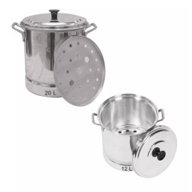 vap2000 Juego 2 Vaporeras 12 Y 20 Litros Ollas Tamaleras Tapa Discos