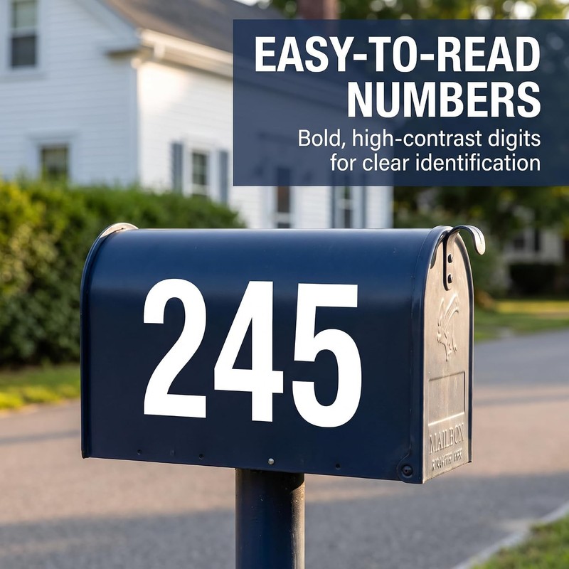 80Pcs 1inch Reflective Mailbox Number Sticker Decal Adhesive Reflective Address