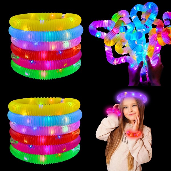 HONPHIER Pack of 12 Luminous Pop Tubes Sensory Toy LED
