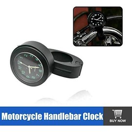 Riloer Motorcycle Handlebar Clock, Universal Aluminium Motorcycle Handlebar Clock Motorbike Handlebar Mount Watch for 7/8" to 1" Handlebar, Black