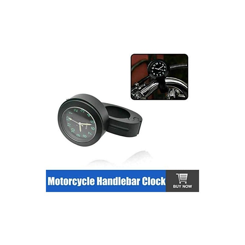 Riloer Motorcycle Handlebar Clock, Universal Aluminium Motorcycle Handlebar Clock Motorbike