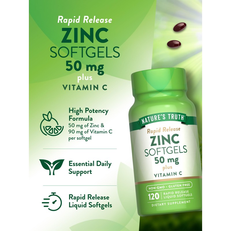 Zinc with Vitamin C | 50mg | 120 Softgels |