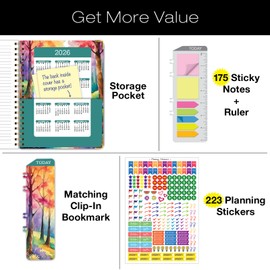 HARDCOVER 2025 Planner, 8.5"x11": 14 Months (November 2024 - December 2025), Daily Weekly Monthly Planner, Yearly Agenda, Bookmark, Pocket Folder and Sticky Note Set (Rainbow Trail)