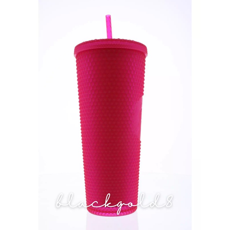 Starbucks Cold Cup Drink 2023 Ruby Bling Studded Hot Pink