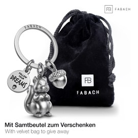 FABACH Squirrel Keyring Skippy with Engraving - Cute Squirrel Keyring - Squirrel Lucky Charm as Motivation Gift for Girlfriend - Follow Your Dreams, Antique silver, standard size, Casual