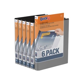 QuickFit View Binder, 5/8 Inch, Round Ring, Black, 6 Pack (88001-06)