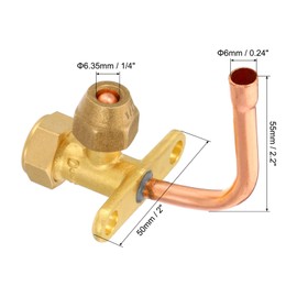 PATIKIL Air Conditioner Stop Valve, Fit for 1/4" OD Copper Tube Size Elbow 90 Degree 3 Way Angle Stop Service Valve Fitting for Mini Split AC Refrigeration
