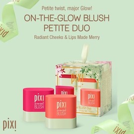 Pixi Beauty On-the-Glow - Juego de regalo de mini rubor, 2 mini barras de rubor que brillan | Tonos rubí y jugoso