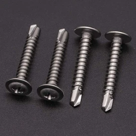 Stainless Steel Wafer Head Self Drilling Screws #10 x 1-1/4" (3/8" to 3-1/2" Lengths Available) 50 PCS, Phillips Drive Self Tapping Screws Sheet Metal Screws, Full Thread