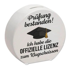 Prüfung bestanden Graduation Hat Money Box with Saying Licence for Klugscheißen Graduation Gift Smart Egg School TV for Guests
