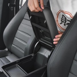 YORKNEIC Central Storage Box Armrest Cover For Hyundai Kona 2018-2025 Faux Leather Black