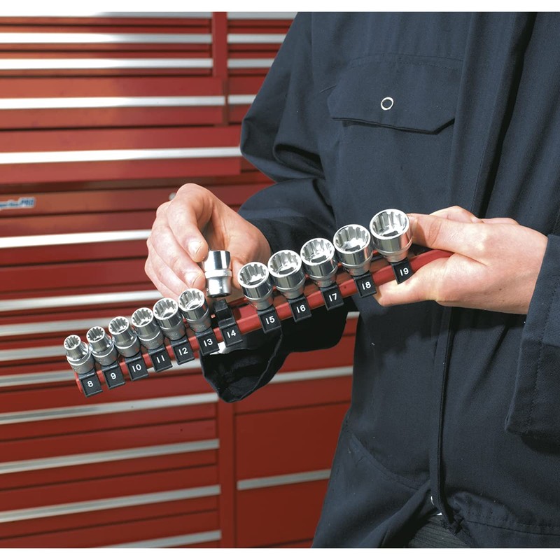 Sealey Ak1412 Socket Retaining Rail With 12 Clips 1/4Sq Drive