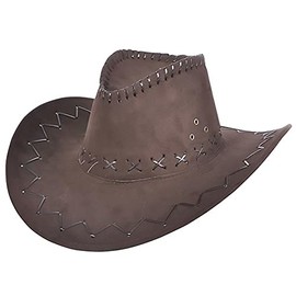 The Dreidel Company Microsuede Cowboy Hat, Western Cowboy Hat, Adult Medium (Dark Brown)